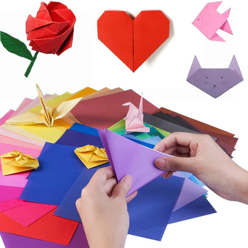 100pcs Origami Square Paper Double Sided Folding Lucky Wish Paper Crane Craft Paper DIY Arts Crafting Colorful Scrapbooking - petguardiansupplies