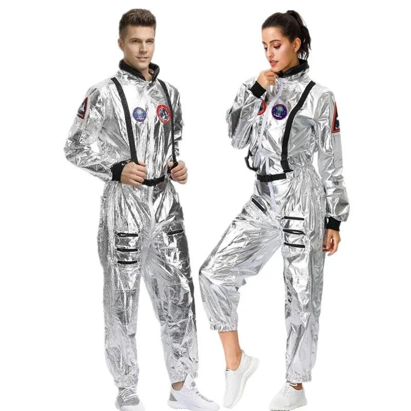 Halloween Christmas Silver Spaceman Men Women Space Suit Adult Children Astronaut Costume Family Party Dress Up Birthday Gift - petguardiansupplies