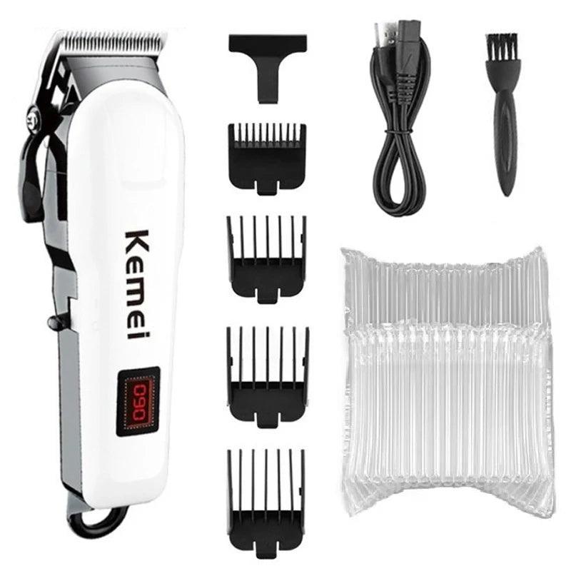 Kemei Professional hair clipper cordless hair trimmer beard for men electric hair cutting kit rechargeable haircut machine - petguardiansupplies