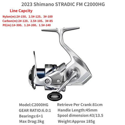 2023 Shimano STRADIC FM 1000S C2000S 2500S 2500SHG C3000 C3000HG C3000XG 3000MHG 4000MHG 4000XG C5000XG Spinning Fishing Reels - petguardiansupplies