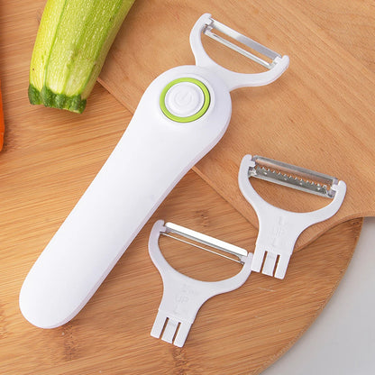 Electric Peeler with 3 Cutter Heads Mini Electric Peeler USB Rechargeable Stainless Steel Safety Lightweight Home Kitchen Tool - petguardiansupplies