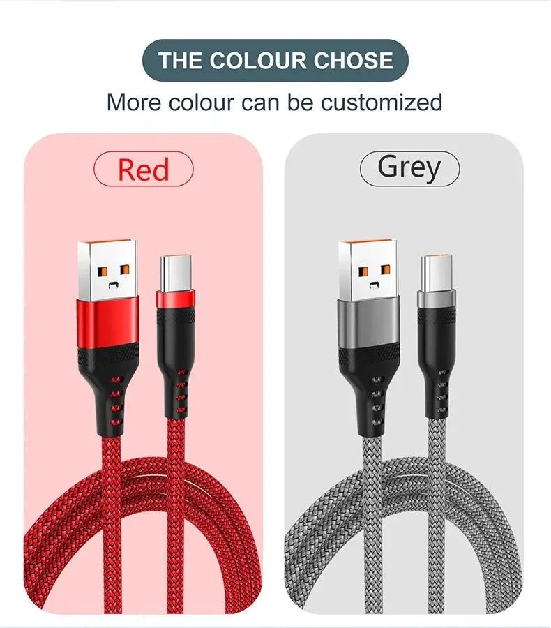 USB Type C Extended 5-Meter USB C 6A Super- Charging Cable Suitable For Huawei,Xiaomi,Vivo,OnePlus, And Leeco Phone Data Cable - petguardiansupplies