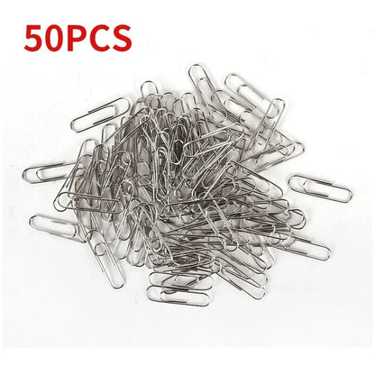 500/300/100/50PCS Metal Silver Paper Clips for Paperwork Stainless Steel Bookmark Paperclips Organizers Office School Supplies - petguardiansupplies