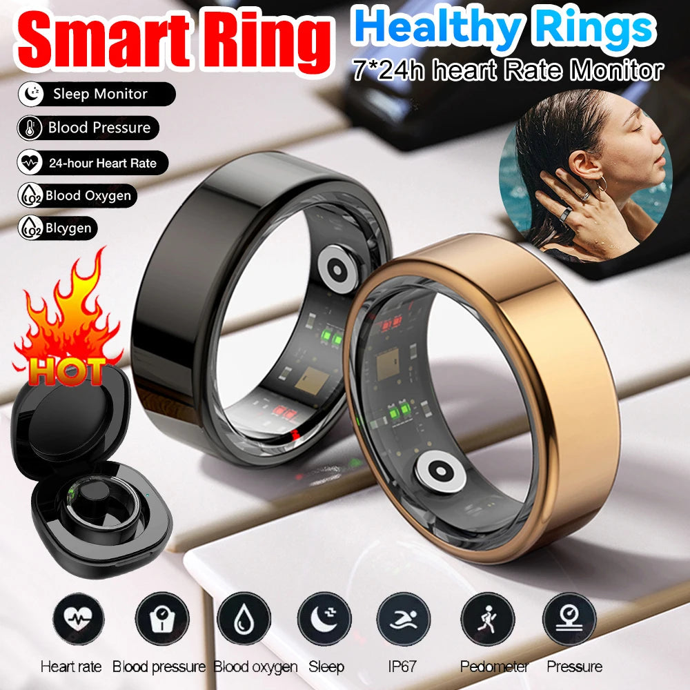 Smart Ring Military Grade Titanium Steel Shell Man ring Health Monitoring Waterproof Multi-sport Modes - petguardiansupplies