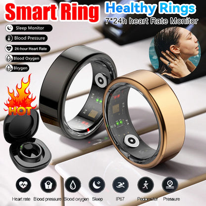 Smart Ring Military Grade Titanium Steel Shell Man ring Health Monitoring Waterproof Multi-sport Modes - petguardiansupplies