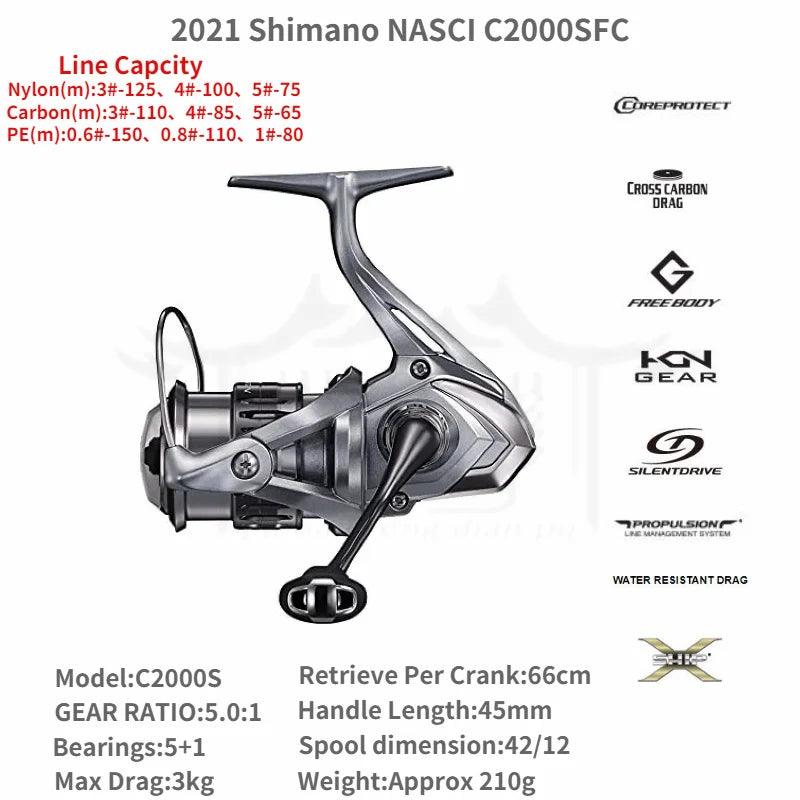 2021 Shimano NASCI FC 500 C2000 2500 2500HG 2500SHG C3000 C3000HG 4000 4000XG C5000XG Spining Fishing Reel Saltwater Fishing - petguardiansupplies