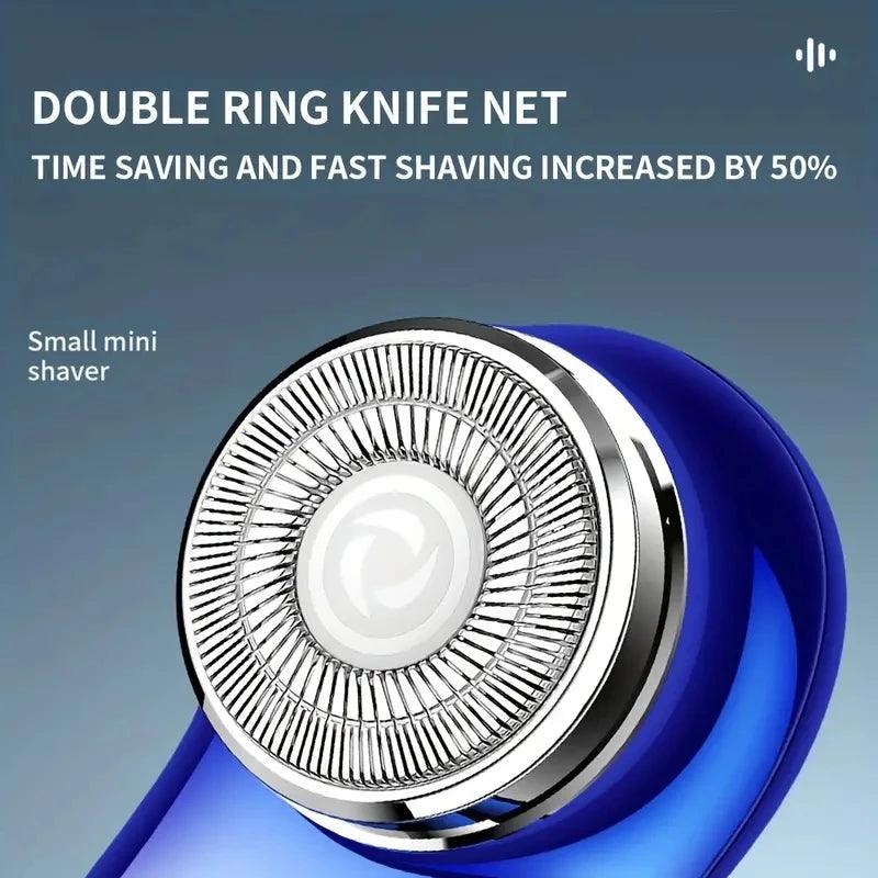 Mini Electric Shaver For Efficient Shaving Rechargeable Portable Beard Razor Double Ring Blade Detachable Head Men's Razor - petguardiansupplies