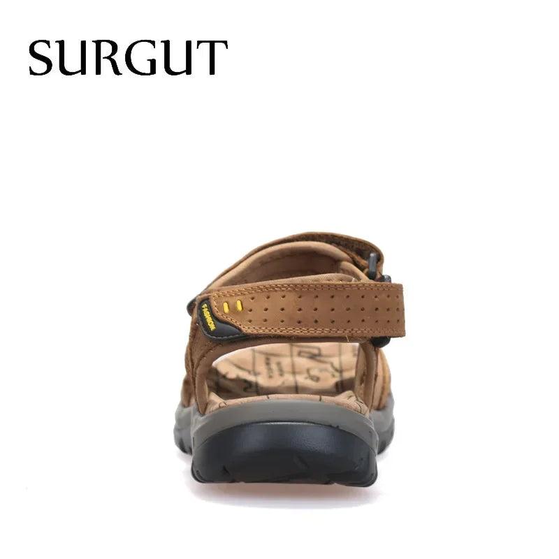 SURGUT Hot Sale New Fashion Summer Leisure Beach Men Shoes High Quality Leather Sandals The Big Yards Men's Sandals Size 38-48 - petguardiansupplies