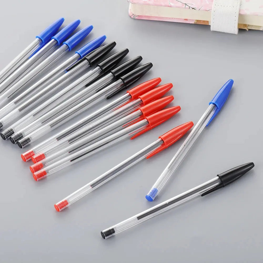 50/100Pcs Ballpoint Pens 1.0mm Blue Black Plastic Ball Point Pen Student Gift School Office Supplies Long Lasting Smooth Writing - petguardiansupplies