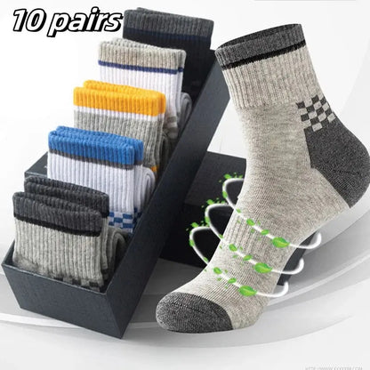 5Pairs Breathable Cotton Sports Stockings Men Bamboo Fiber Autumn and Winter Men Socks Sweat Absorption Deodorant Business Sox - petguardiansupplies