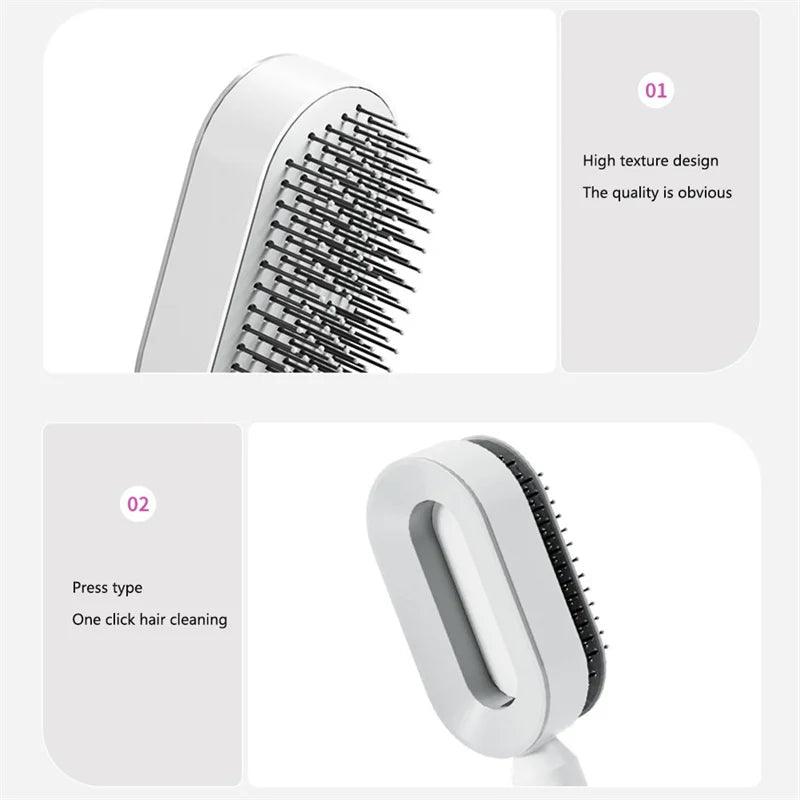 Self Cleaning Hairbrush Women Hair Brush One-key Cleaning Hair Loss Airbag Scalp Massage Comb Anti-Static Hairbrush Dropshipping - petguardiansupplies