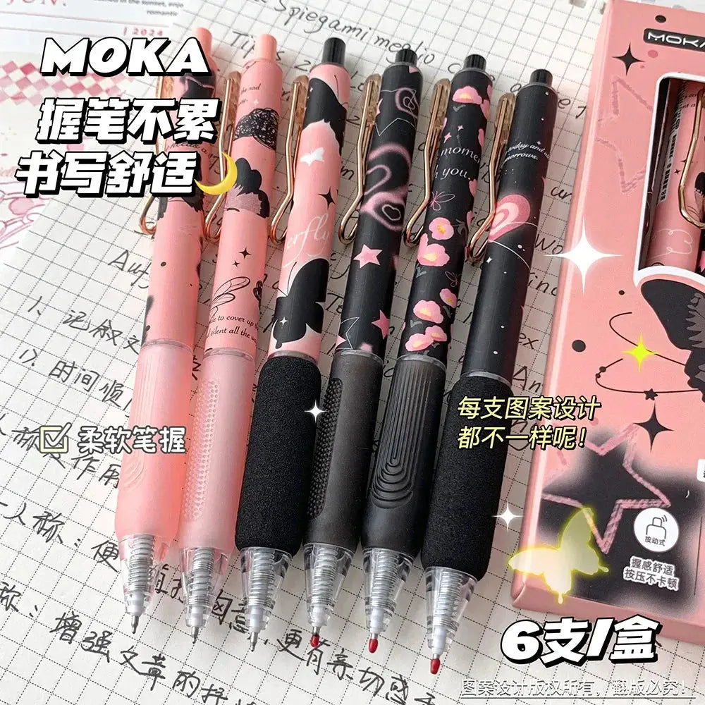 6pcs/set Butterfly Series Cute Gel Pen ST Nib Kawaii Pen Set Japanese Kawaii Stationery School Supplies Aesthetic Pens - petguardiansupplies