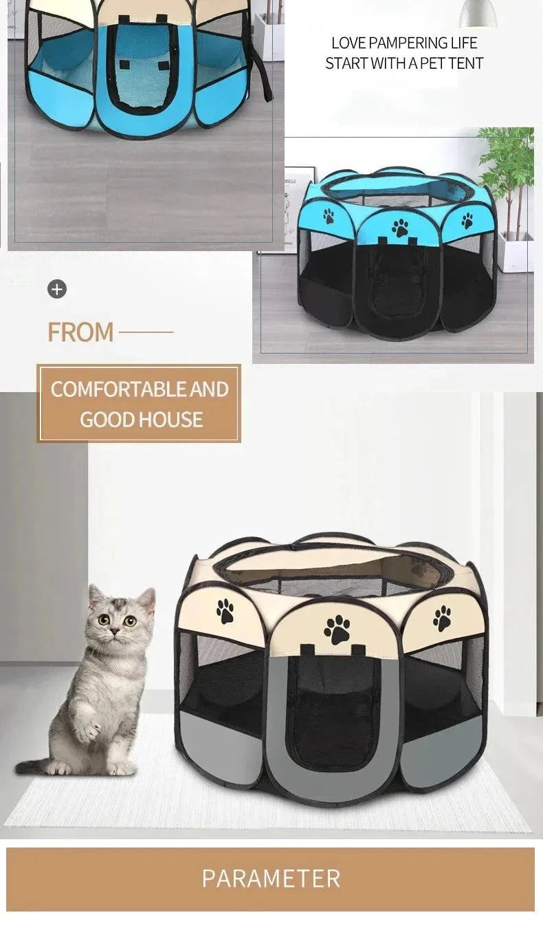 Octagonal pet enclosure pet tent oxford bunai scratch foldable dog cage dog dog cat maternity room Kennels, cat kennels - petguardiansupplies