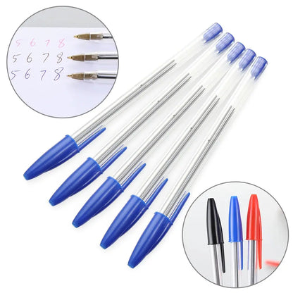 50/100Pcs Ballpoint Pens 1.0mm Blue Black Plastic Ball Point Pen Student Gift School Office Supplies Long Lasting Smooth Writing - petguardiansupplies