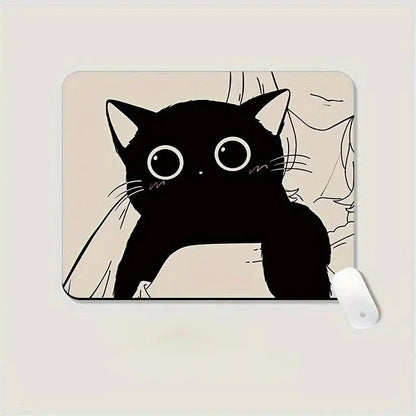 Black Cat Mousepad Small Office Computer Desk Mat Table Keyboard Big Mouse Pad Laptop Cushion Non-slip Deskpad Home Decor - petguardiansupplies