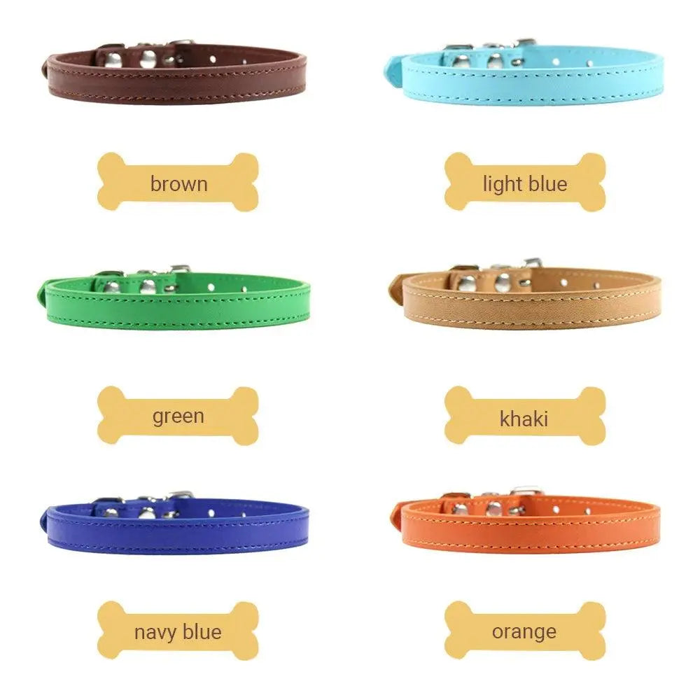 Colorful Leather Puppy Cat Collar Cute Kitten Necklace Name Personalized Collar for Cats Dogs Pet Supplies Accessories Harness - petguardiansupplies