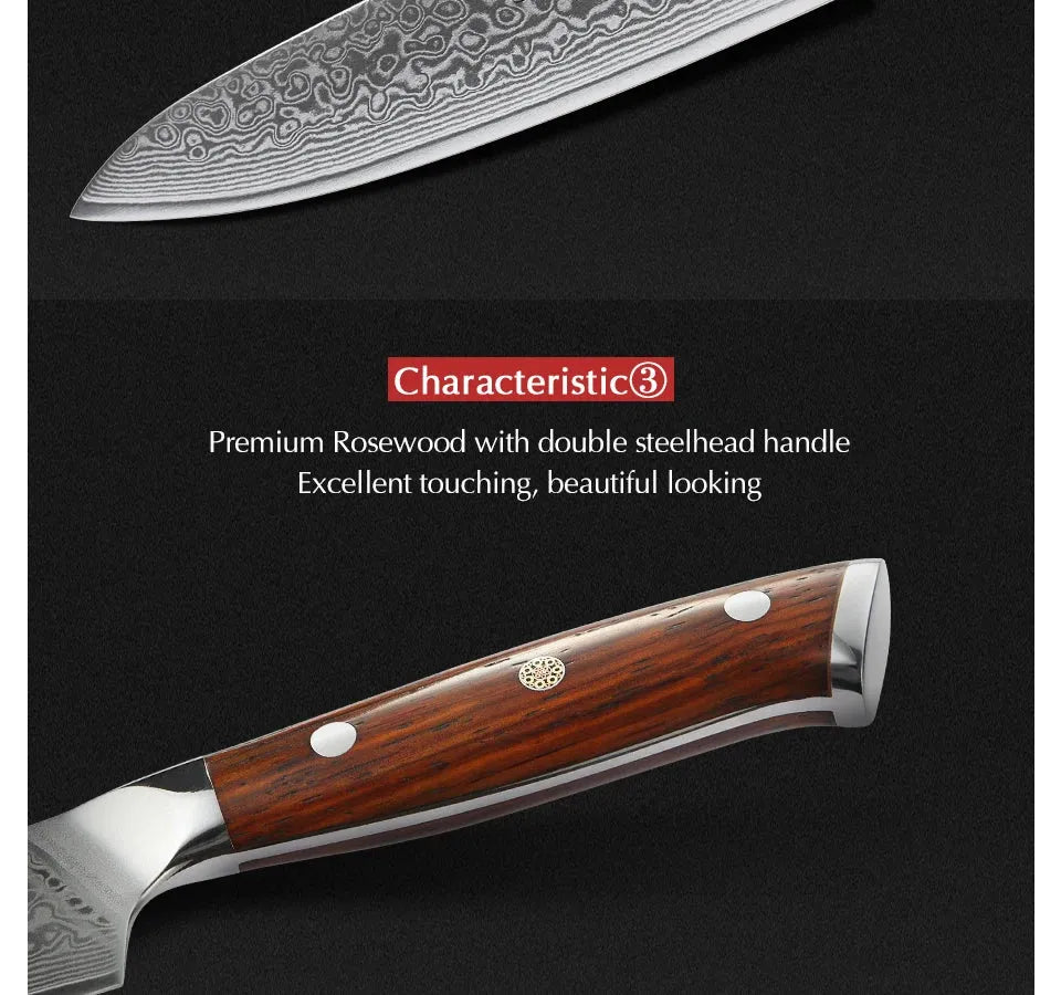 XINZUO 5'' Inch Utility Knives Japanese Damascus Steel Kitchen Knife Rosewood Handle Top Selling Small Knife Fruit Cook Knives - petguardiansupplies