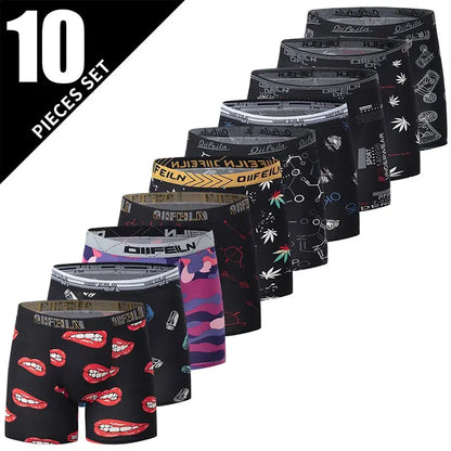 5/10 Pack Multi-size Teenagers To Adults Men's Boyshort Leisure Sports Joker Elastic Waist Long Men's Underwear Can Be Parent-ch - petguardiansupplies