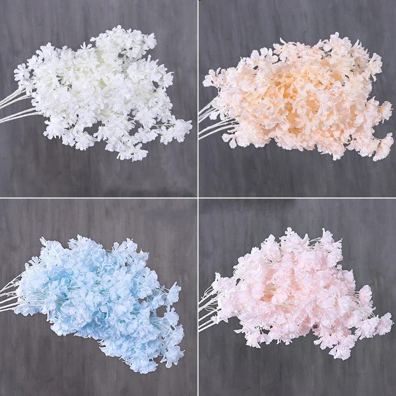 107CM Silk Hydrangea White Branch Snow All Over The Sky DIY Artificial Cherry Home Party Decoration Wedding Arch Decoration - petguardiansupplies