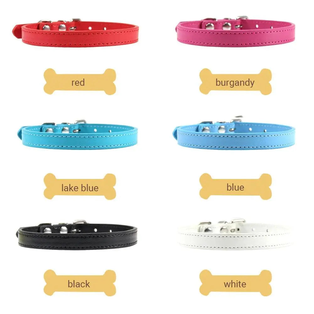 Colorful Leather Puppy Cat Collar Cute Kitten Necklace Name Personalized Collar for Cats Dogs Pet Supplies Accessories Harness - petguardiansupplies