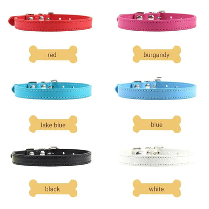 Colorful Leather Puppy Cat Collar Cute Kitten Necklace Name Personalized Collar for Cats Dogs Pet Supplies Accessories Harness - petguardiansupplies