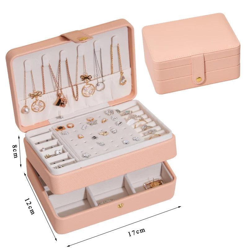 Size S/M/L Jewelry Organizer Display Travel Jewellery Case Boxes Travel Portable Jewelry Box PU Storage Organizer Earring Holder - petguardiansupplies