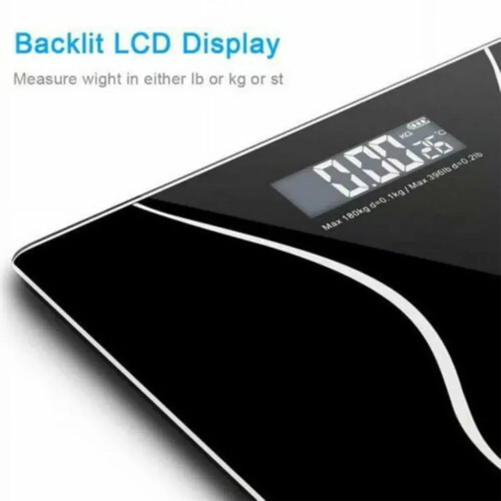 Digital Bathroom Scales 180KG Body Weight Weighing Scale LCD Electronic Black - petguardiansupplies