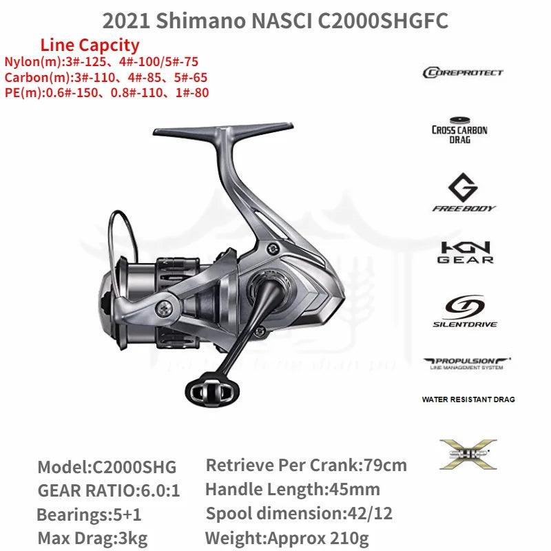 2021 Shimano NASCI FC 500 C2000 2500 2500HG 2500SHG C3000 C3000HG 4000 4000XG C5000XG Spining Fishing Reel Saltwater Fishing - petguardiansupplies