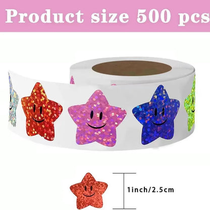 100-500PCS New Stars Stickers Thank You Stickers Photocard Decor for Kids Children Packaging Pack Stickers Roll Rolling Lables - petguardiansupplies