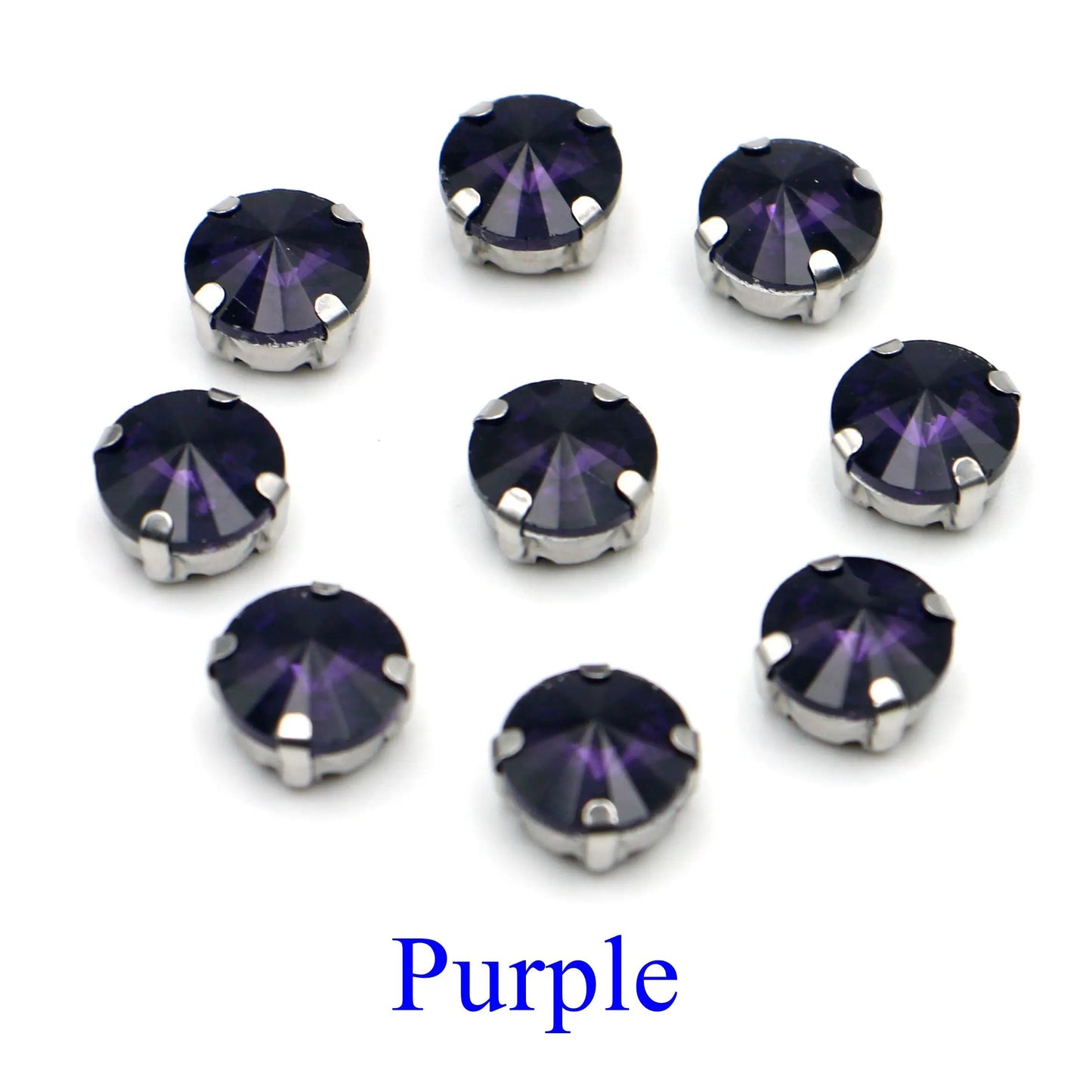 Glass Rhinestones! Satellite / Round Shape Diamond With Claw Sew On Strass Metal Base Buckle Crystal Stone Beads For Clothes - petguardiansupplies