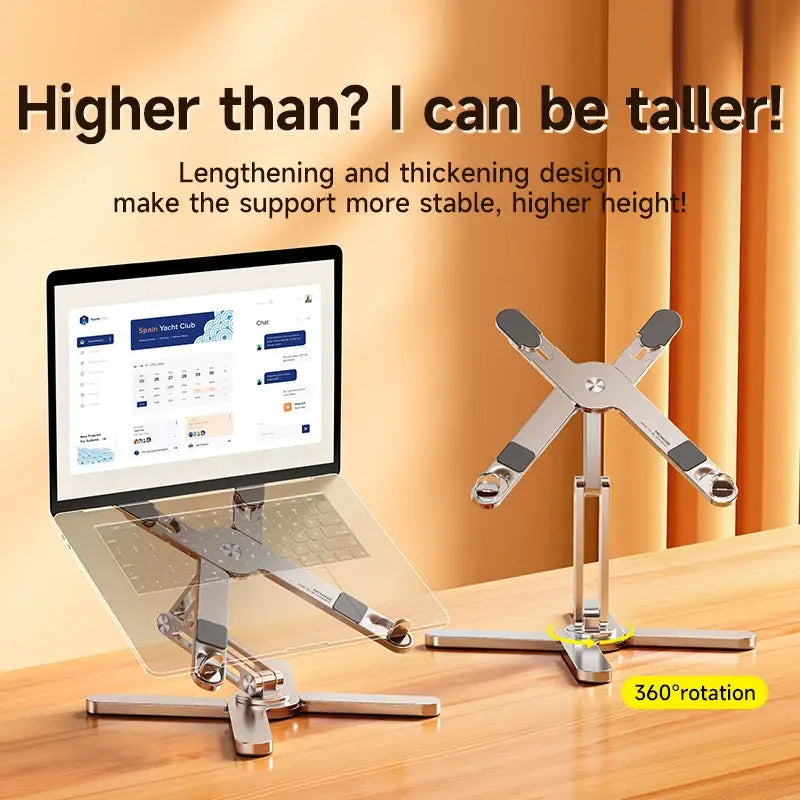 Foldable Laptop Stand 360°Rotation Notebook Table Aluminum Alloy Holder Portable Book Tablet Bracket with Heat Dissipation - petguardiansupplies