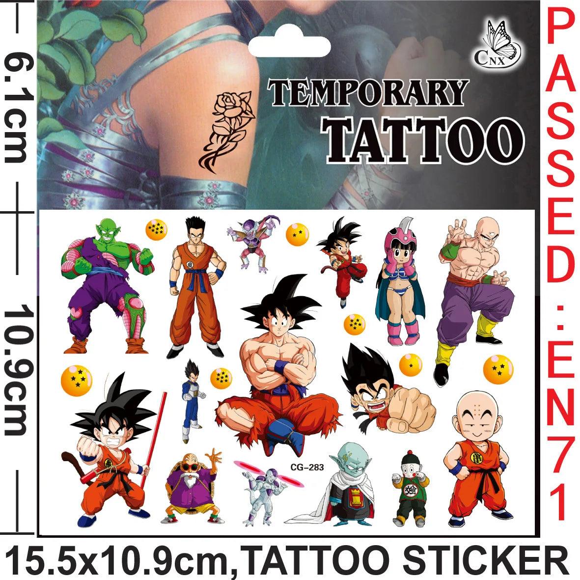 Cartoon Dragon Ball Tattoo Stickers Temporary Tattoos for Kids Birthday Party Supplies Favors Cute Tattoos Stickers Decoration - petguardiansupplies