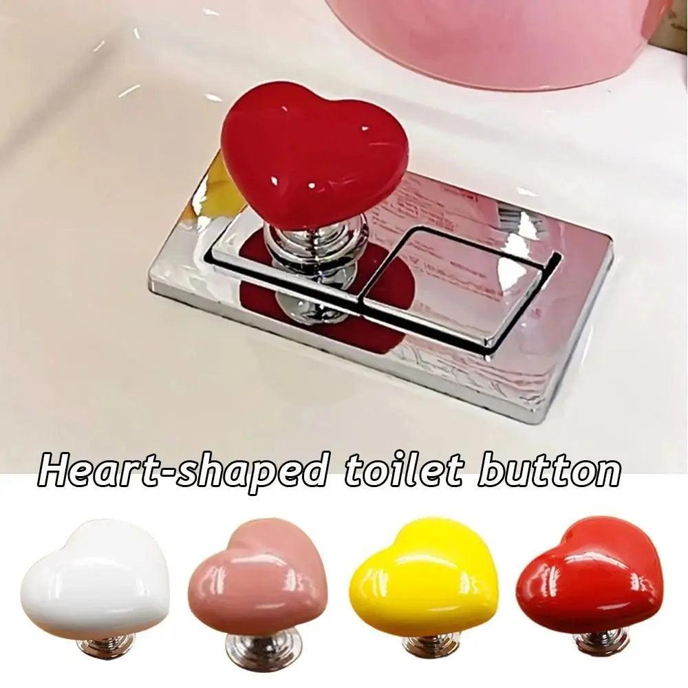 2pcs Toilet Press Button Toilet Button Heart Shaped Toilet Press Button Water Tank Buttons Auxiliary Device Bathroom Supplies - petguardiansupplies