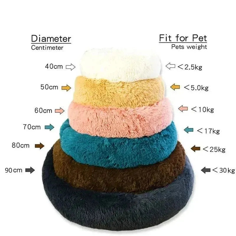 Round Dog Bed Winter Warm Cat Bed Plush Basket for Dog Washable Pet Bed for Small Medium Large Dog Sofa Cat - petguardiansupplies