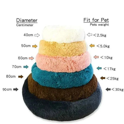 Round Dog Bed Winter Warm Cat Bed Plush Basket for Dog Washable Pet Bed for Small Medium Large Dog Sofa Cat - petguardiansupplies