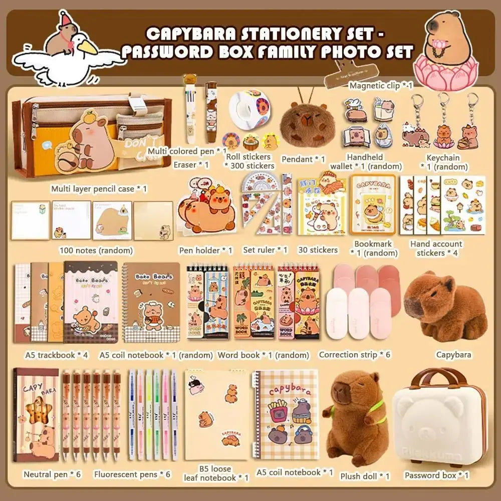 Large Capacity Gift Box Capybara Stationery Set Abundant Cute Back-to-school Gift Kit Pencil Case School Supplies for Students - petguardiansupplies