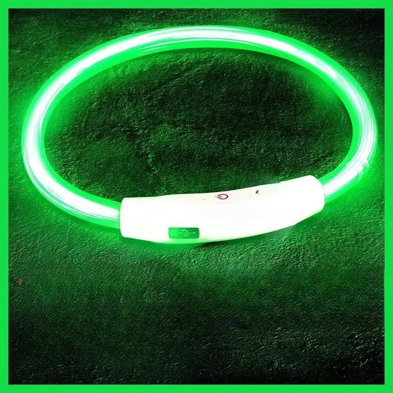 40/50/70cm Led Dog Collar USB Rechargeable Pet Dog Night Luminous Charge Collar Glowing Necklace Collar Safety Night Light - petguardiansupplies