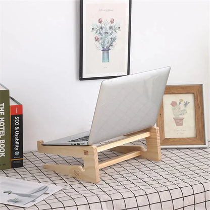 Universal Wooden Laptop Holder Detachable Base Stand Computer Cooling Bracket Suitable For Notebook Laptop Tablet 10-17 Inchs - petguardiansupplies