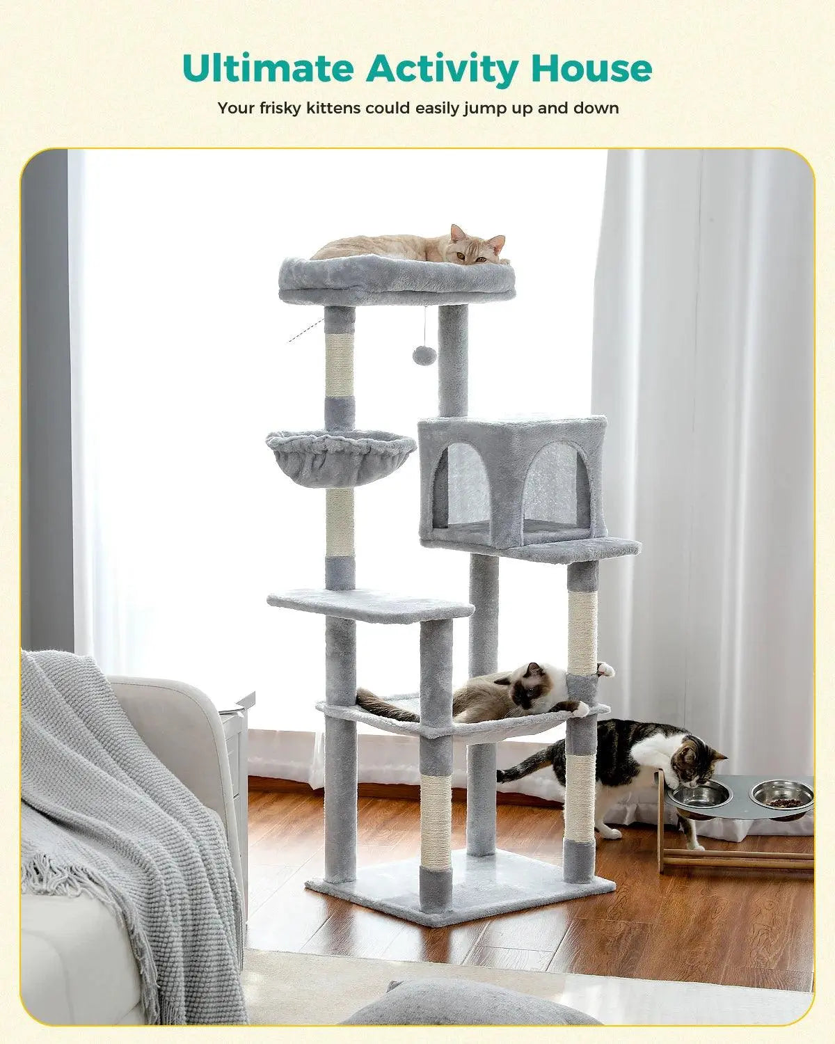 Domestic Delivery Multi-Level Cat Tree Tower Climb Furniture Scratching Post for Indoor House Pet Supplies Kitten Toy Cozy Condo - petguardiansupplies