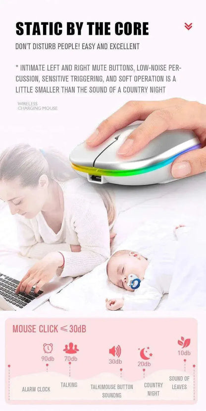 Tablet Phone Computer Bluetooth Wireless Mouse Charging Luminous 2.4G USB Wireless Mouse Portable Mouse - petguardiansupplies