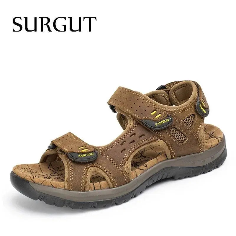 SURGUT Hot Sale New Fashion Summer Leisure Beach Men Shoes High Quality Leather Sandals The Big Yards Men's Sandals Size 38-48 - petguardiansupplies