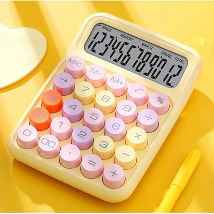 1pc Keyboard Calculator Office 12-digit Mechanical Calculator Cute Candy Color Calculator Desktop Stationery - petguardiansupplies