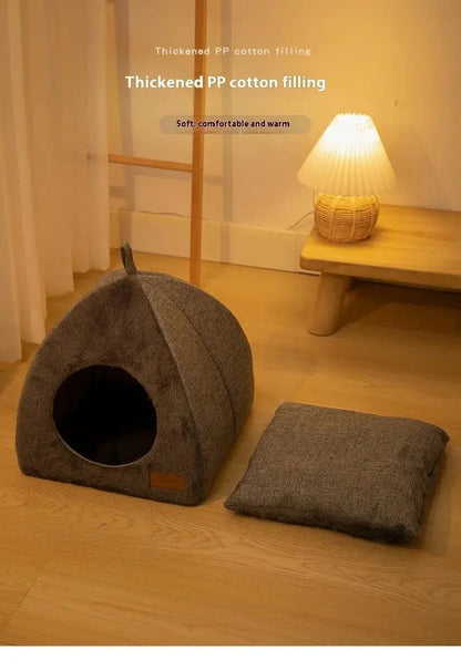 New Triangle Cat Nest Closed Cat House Pet Nest Warm and Thickened Deep Sleep Dog Nest Pet Supplies Closed Cat bed cat tents - petguardiansupplies