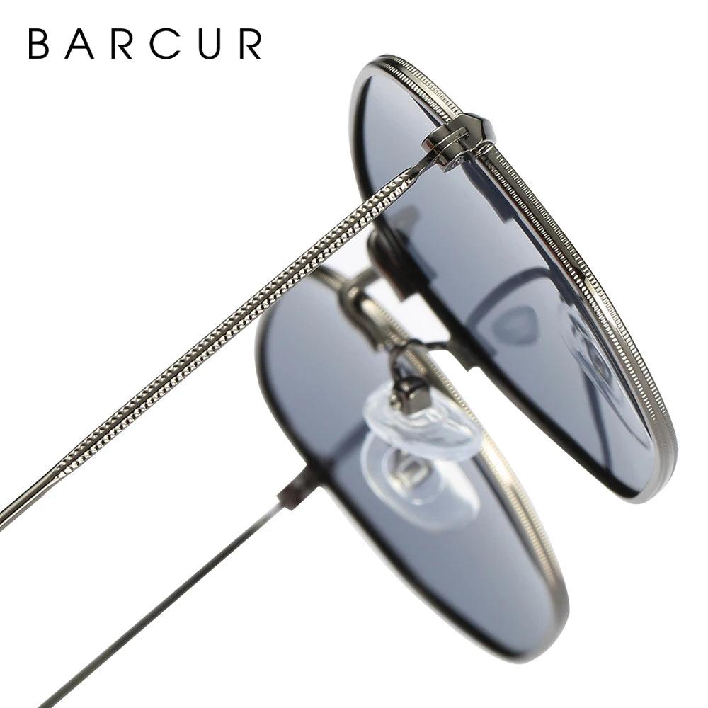 BARCUR Classic Retro Reflective Sunglasses Man Hexagon Sunglasses Metal Frame Eyewear Sun Glasses With Box Oculos De Sol gafas - petguardiansupplies