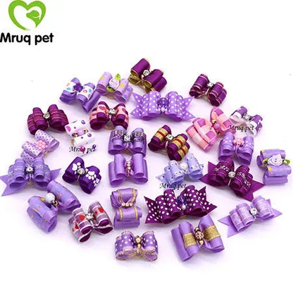 20pcs Pet Dog Cute Hair Bows with Rhinestone&Flowers Ribbon Bows Dog Hair Accessory Dog Groomining Pet Supplies - petguardiansupplies