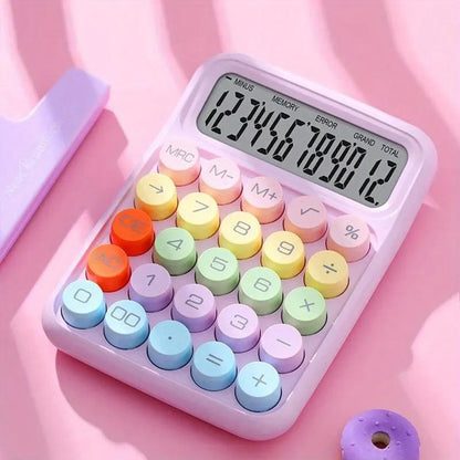 1pc Keyboard Calculator Office 12-digit Mechanical Calculator Cute Candy Color Calculator Desktop Stationery - petguardiansupplies