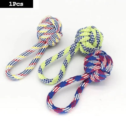 1PC Dog Toy Carrot Knot Rope Ball Cotton Rope Dumbbell Puppy Cleaning Teeth Chew Toy Durable Braided Bite Resistant Pet Supplies - petguardiansupplies