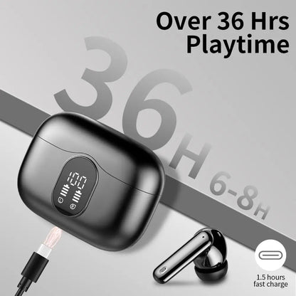 Wireless Earbuds with Bluetooth 5.3, In-Ear Headphones Featuring 4 ENC Mics and 36 Hours of Playtime, LED Display Included. - petguardiansupplies