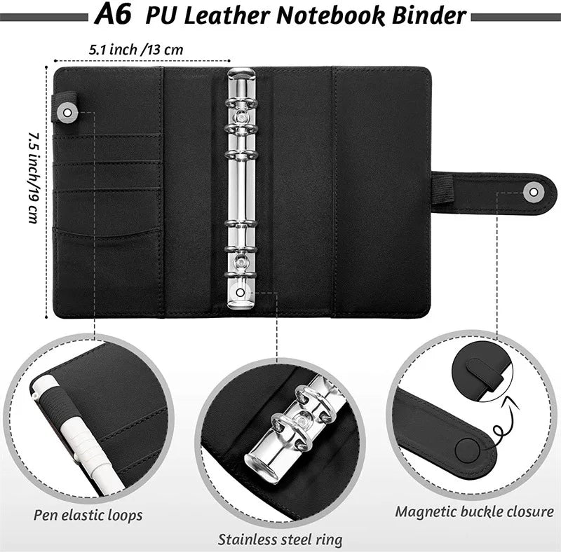 2024 A6 PU Leather Budget Binder Notebook Cash Envelopes System Set,with Binder Pockets for Money Budget Saving Bill Organizer - petguardiansupplies