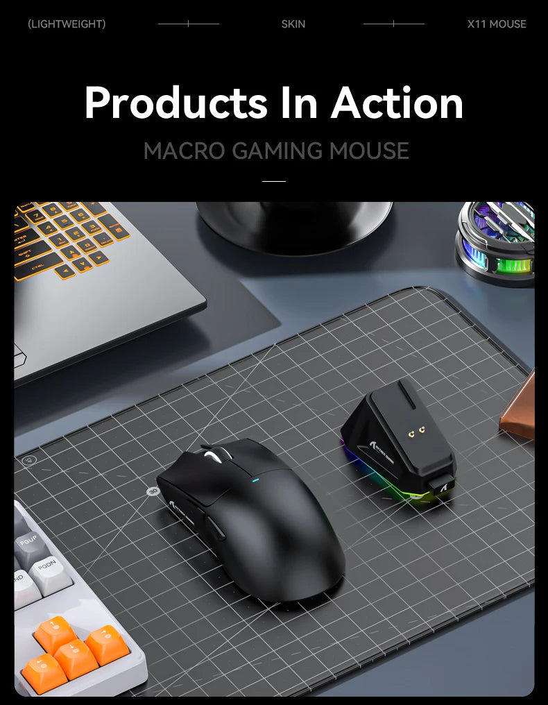 Attack Shark X11 Wireless Mouse,Bluetooth/2.4G/wired Tri-Mode Mouse ,PAW3311 RGB Magnetic charging dock Gaming Mouse - petguardiansupplies